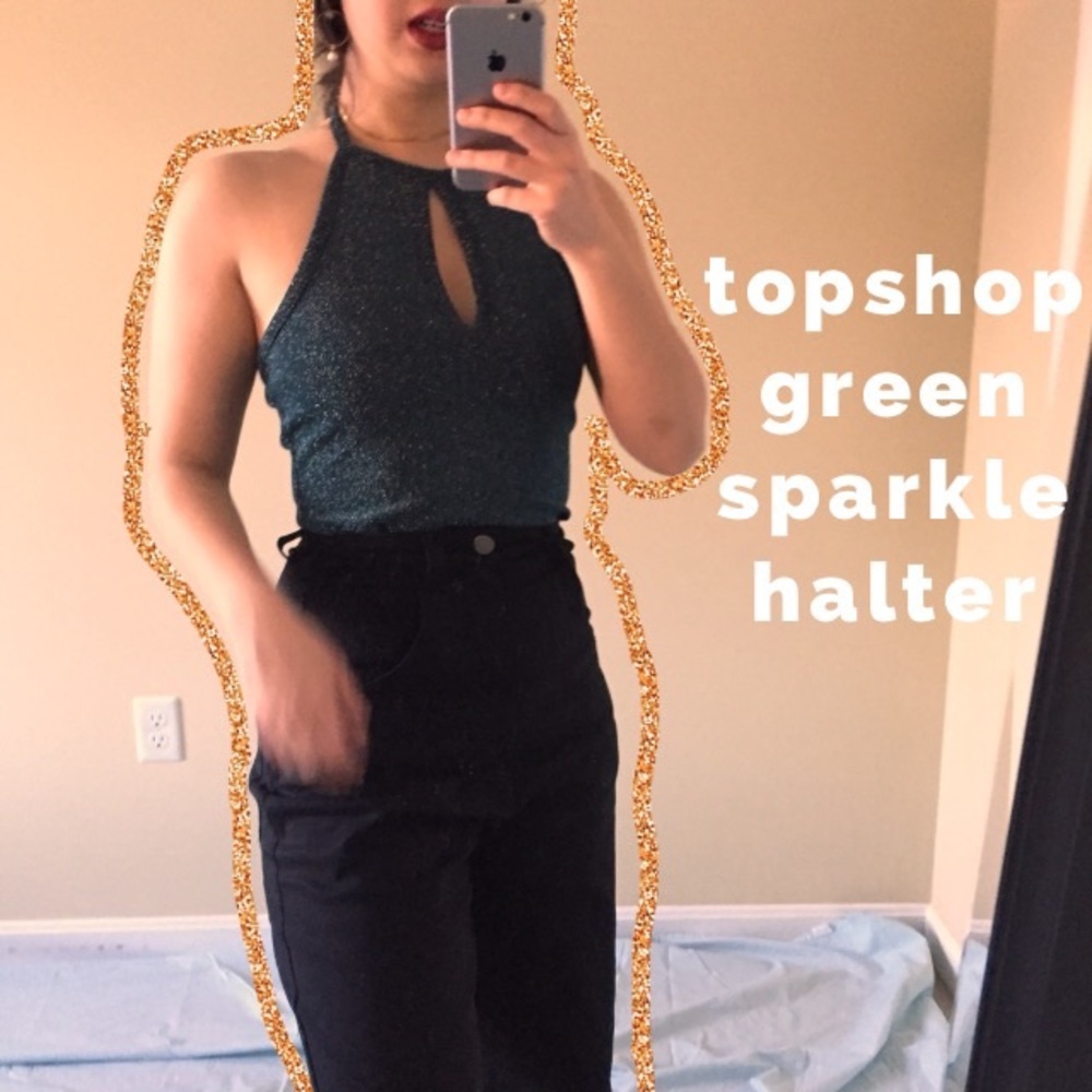 topshop metallic green halter top ✨🍀
